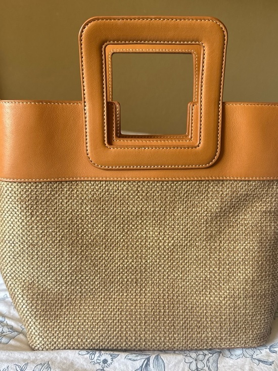 J. McLaughlin Handbags - Structured Straw Tote with Tan Leather Trim - Elegant Everyday Carry